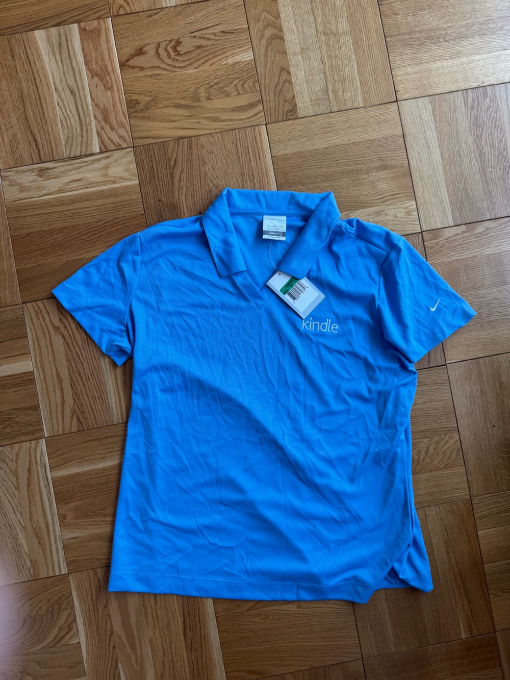 Nike Golf Dri Fit Light Blue Polo with Kindle Logo